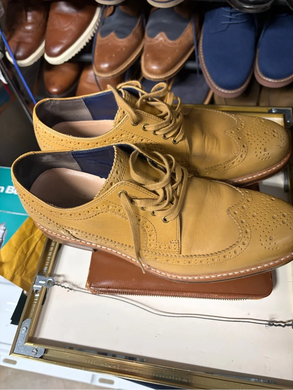 Cole Haan Yellow Leather Wingtip Oxfords